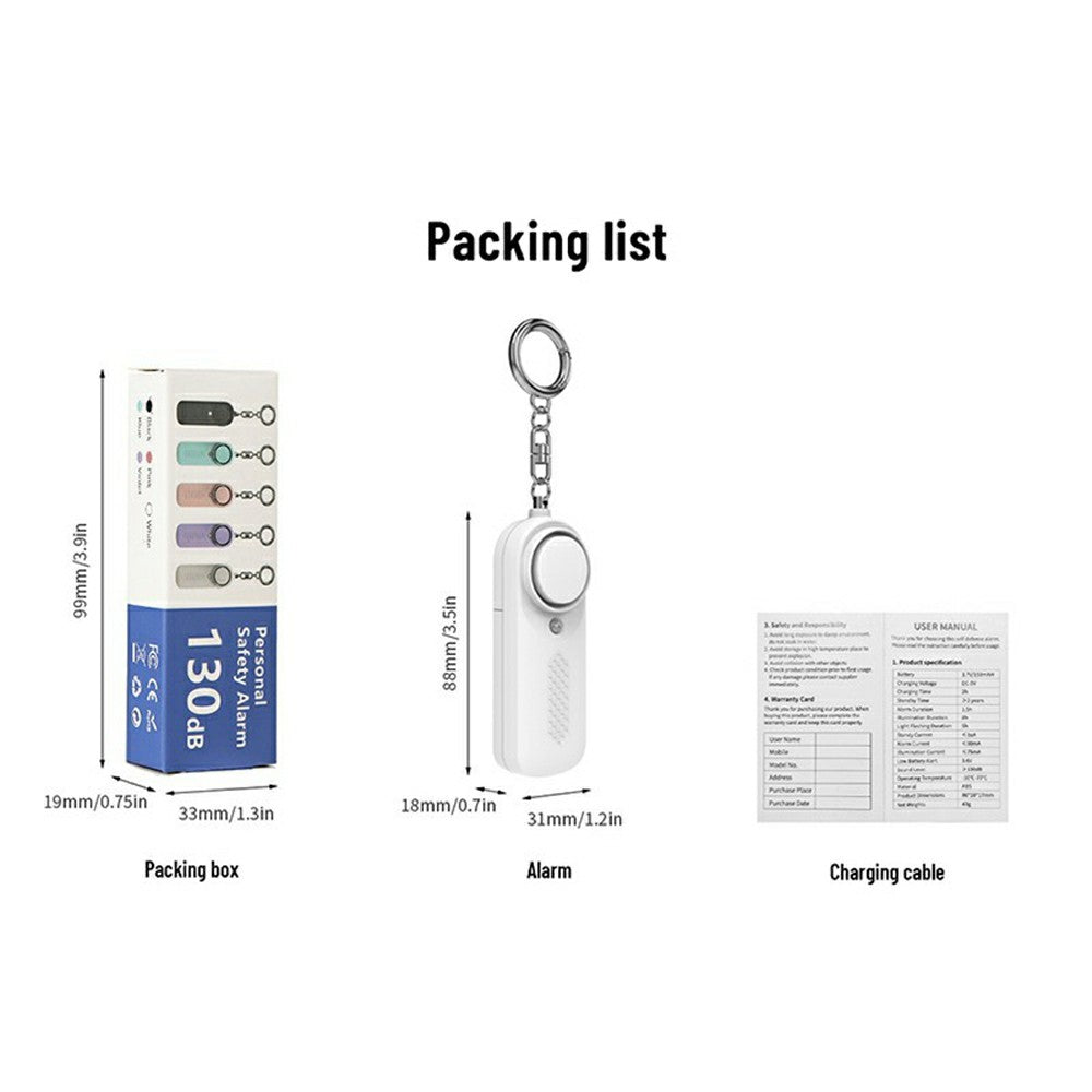 PA200 Personal Alarm Safety Device 130dB Loud Sound 10 Lumens LED Light Anti Wolf Artifact