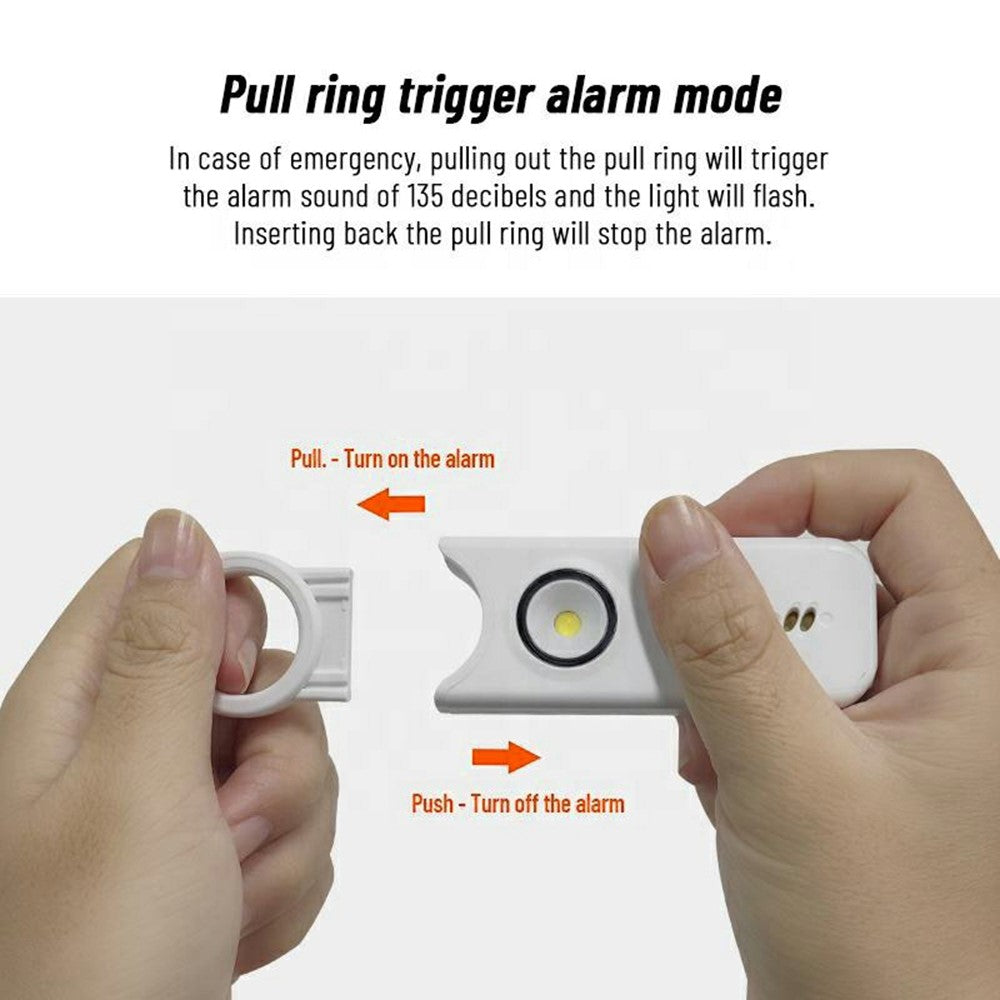 PA300 Personal Alarm 135dB Self Defense Device Pull Pin Vibration Sensing Dual Mode Alert