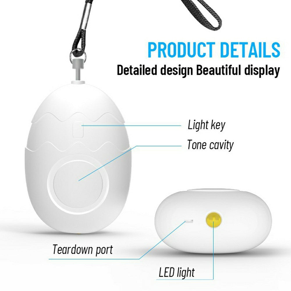 PA400 Cartoon Personal Alarm 130dB Self Defense Emergency Siren LED Strobe Light Egg Shaped Safety Device