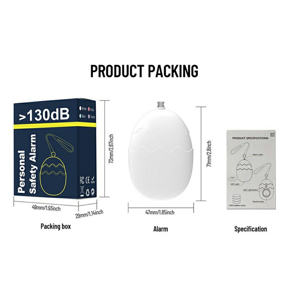 PA400 Cartoon Personal Alarm 130dB Self Defense Emergency Siren LED Strobe Light Egg Shaped Safety Device