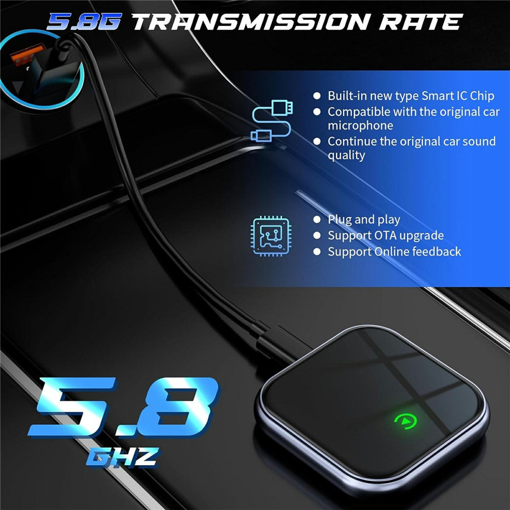 BY963 Trådløs Biladapter WiFi Bluetooth-kompatibel Dual Connection Bilforbindelseskonverterboks