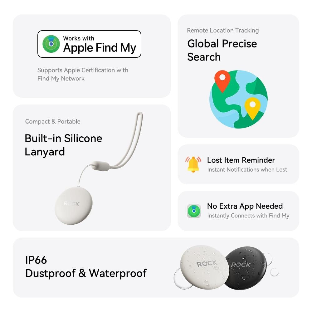 ROCK Tag Wireless Tracking Device Anti-Lost Key Wallet Finder Locator for iOS