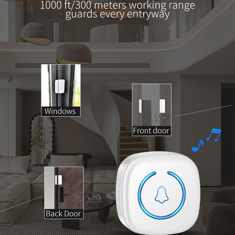 M8 Kommerciel Trådløs Dørmagnetsensor Klokke Velkomstbesked med 1 Sender + 1 Modtager