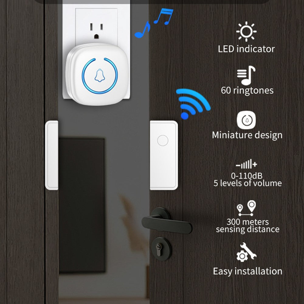 M8 Commercial Wireless Door Magnet Sensor Chime Welcome Visitor Alert with 2 Transmitter + 1 Receiver