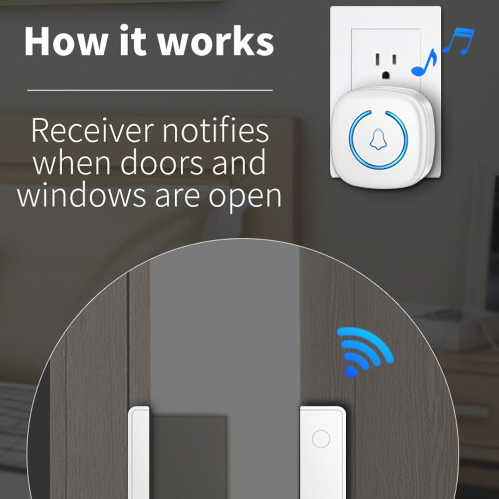 M8 Commercial Wireless Door Magnet Sensor Chime Welcome Visitor Alert with 2 Transmitter + 1 Receiver