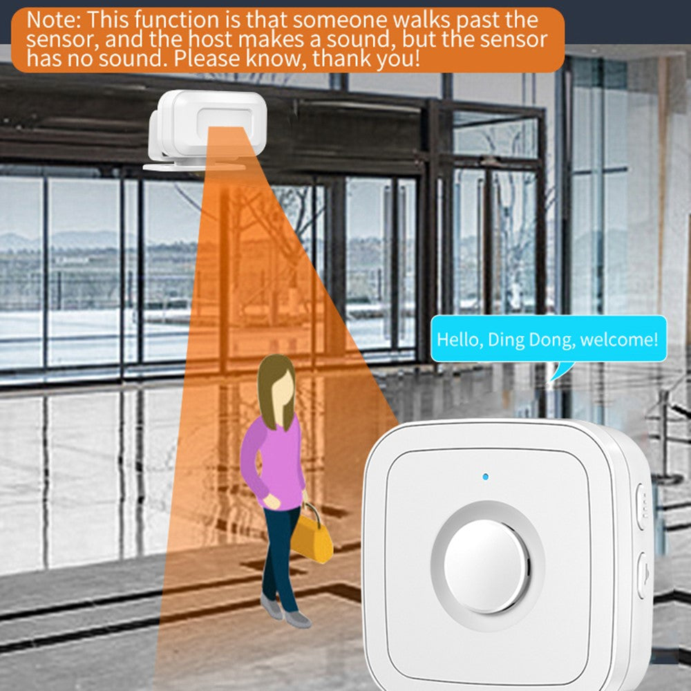M12 52 Musics Wireless Sensor Welcome Doorbell Shop Entry Detector Alarm with 3 Transmitter + 1 Receiver