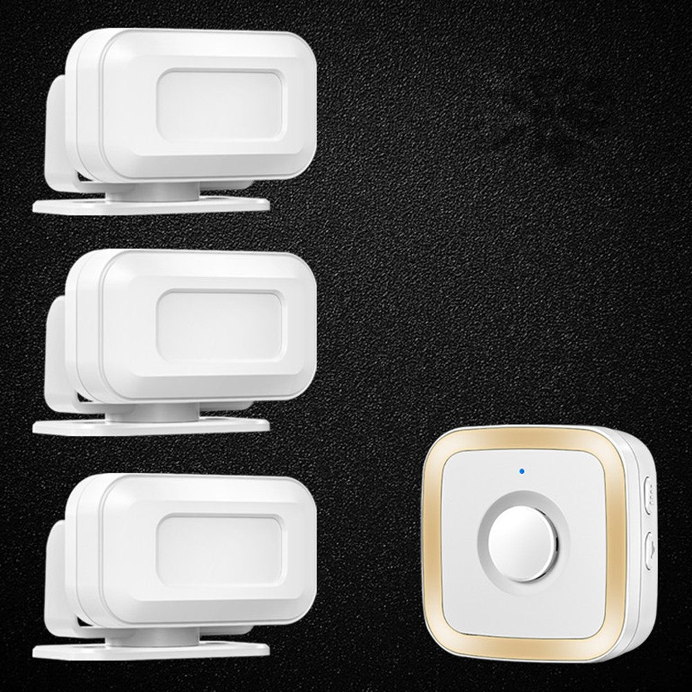 M12 52 Musics Wireless Sensor Welcome Doorbell Shop Entry Detector Alarm with 3 Transmitter + 1 Receiver