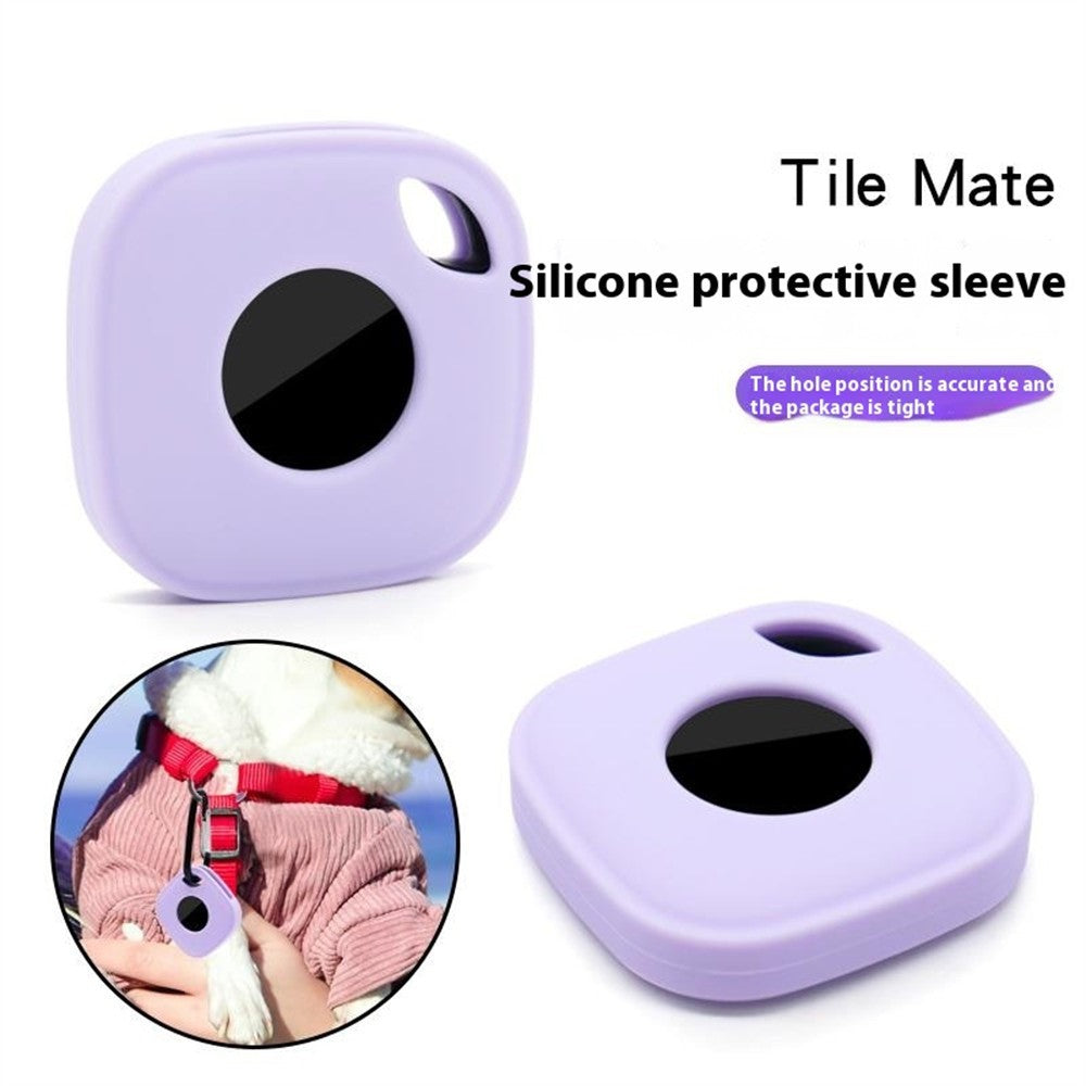 For Tile Mate (2024) Silicone Case Bluetooth-compatible Tracker Protective Cover with Keychain