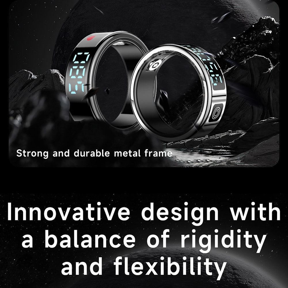 SR08 Digitalt Display Smart Ring Søvn Tracker Blodsyre Pulsmåler Ring (Magnetisk kabelopladning)