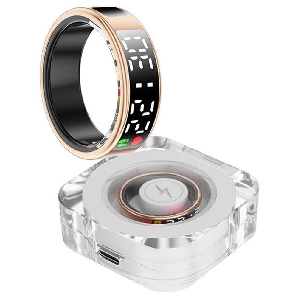 SR08 Digital Display Smart Ring Søvn-tracker Blodilt Hjertefrekvensmonitor Ring med Opladningsetui