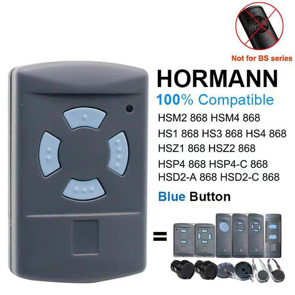 4-Button Garage Door Remote Control Compatible with HORMANN HSM4 HSM2 868MHz Cloneable Fixed Code Transmitter