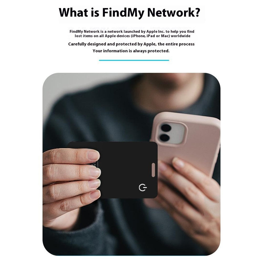 TR203 Ultra Thin Card Shape Wallet Tracker, Support Wireless Charging Anti-lost Finder for iOS