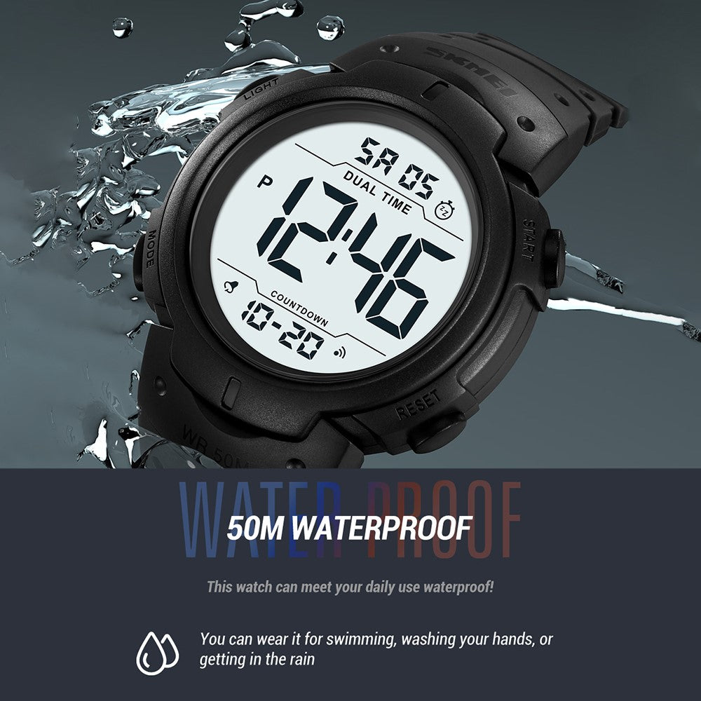 SKMEI 2304 Multifunction Digital Watch Outdoor Dual Time Electronic Wristwatch with EL Backlight