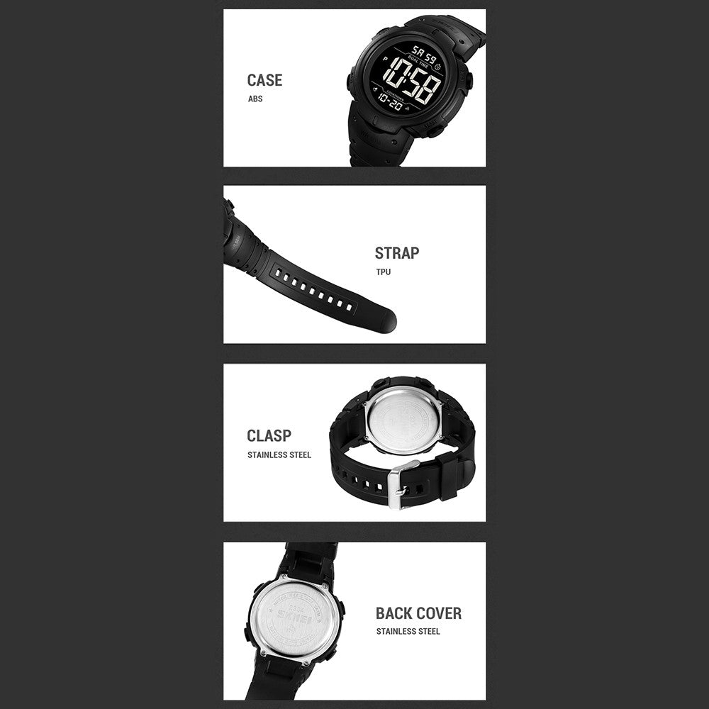 SKMEI 2304 Multifunction Digital Watch Outdoor Dual Time Electronic Wristwatch with EL Backlight