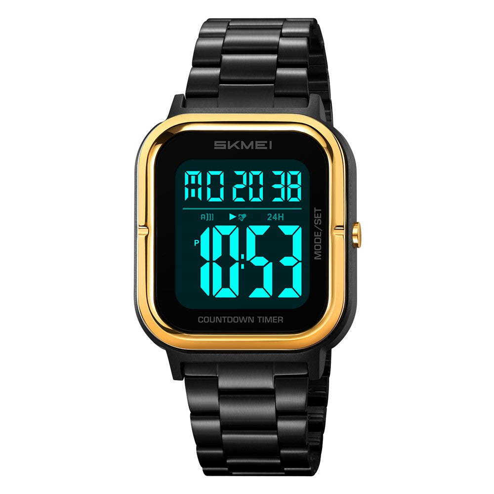 SKMEI 2316 50m Waterproof Digital Watch Square Electronic Wristwatch with EL Backlight and Stopwatch