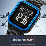 SKMEI 2316 50m Waterproof Digital Watch Square Electronic Wristwatch with EL Backlight and Stopwatch