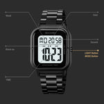 SKMEI 2316 50m Waterproof Digital Watch Square Electronic Wristwatch with EL Backlight and Stopwatch