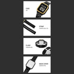 SKMEI 2316 50m Waterproof Digital Watch Square Electronic Wristwatch with EL Backlight and Stopwatch