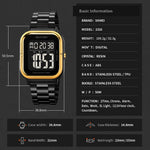 SKMEI 2316 50m Waterproof Digital Watch Square Electronic Wristwatch with EL Backlight and Stopwatch