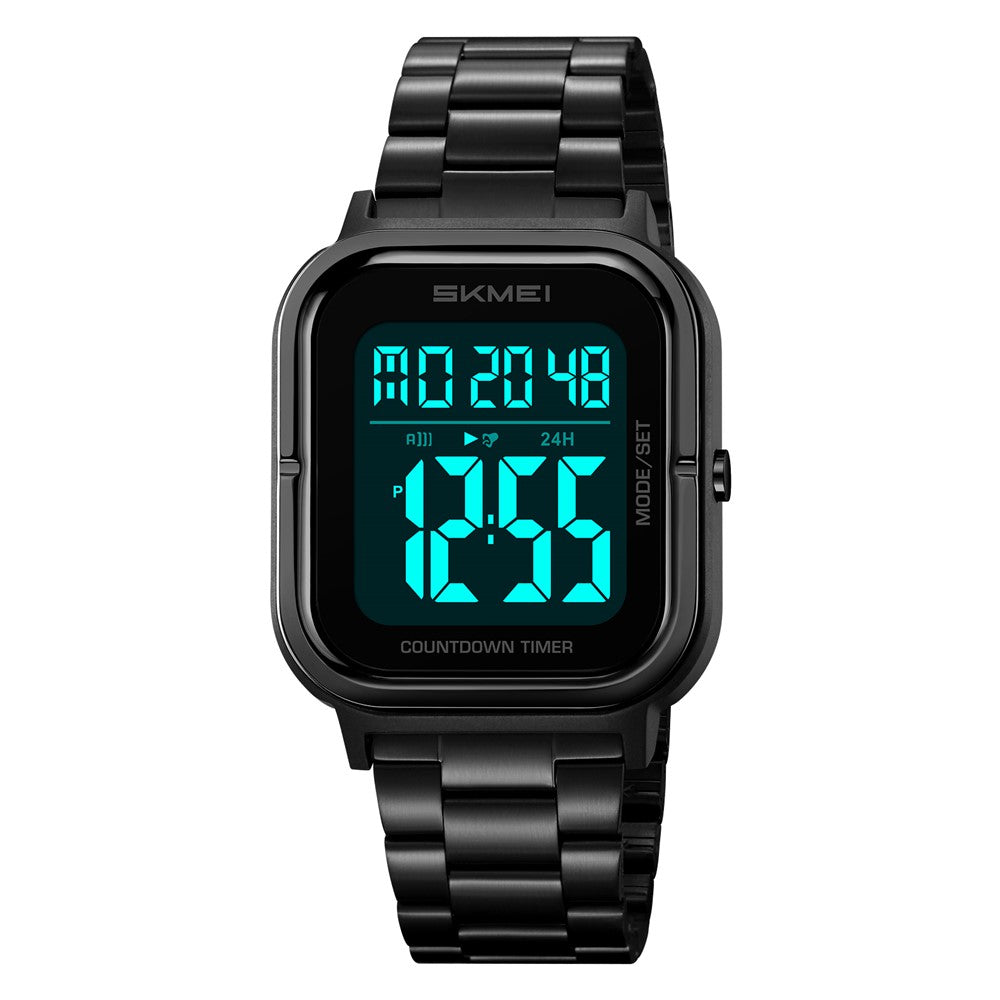 SKMEI 2316 50m Waterproof Digital Watch Square Electronic Wristwatch with EL Backlight and Stopwatch