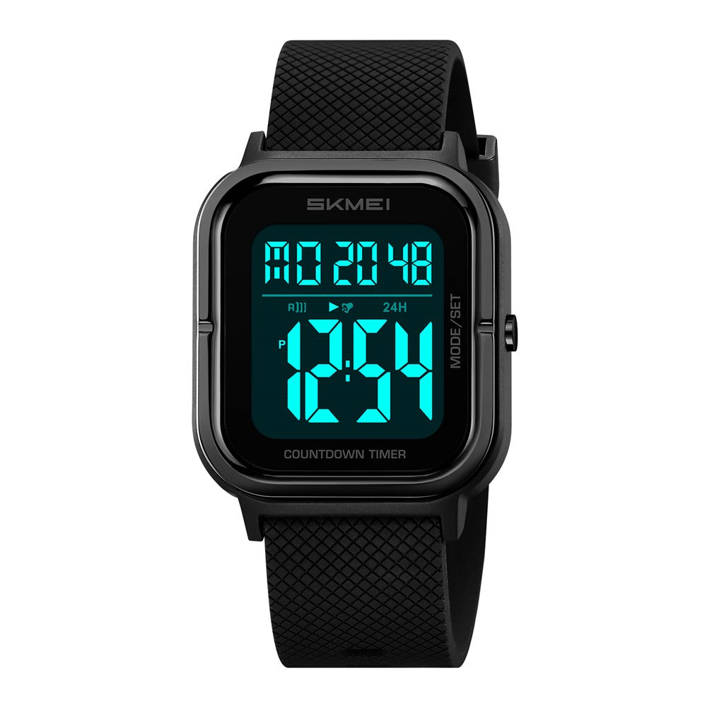 SKMEI 2316 50m Waterproof Digital Watch Square Electronic Wristwatch with EL Backlight and Stopwatch