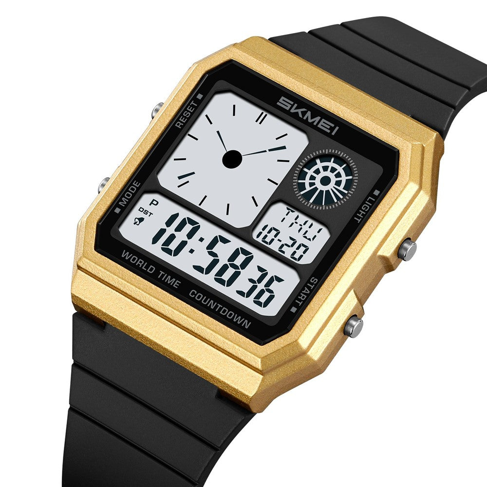 SKMEI 2347 Square Electronic Watch for Men Multifunction Sports Student Wristwatch with EL Backlit