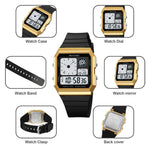 SKMEI 2347 Square Electronic Watch for Men Multifunction Sports Student Wristwatch with EL Backlit
