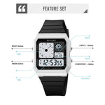 SKMEI 2347 Square Electronic Watch for Men Multifunction Sports Student Wristwatch with EL Backlit
