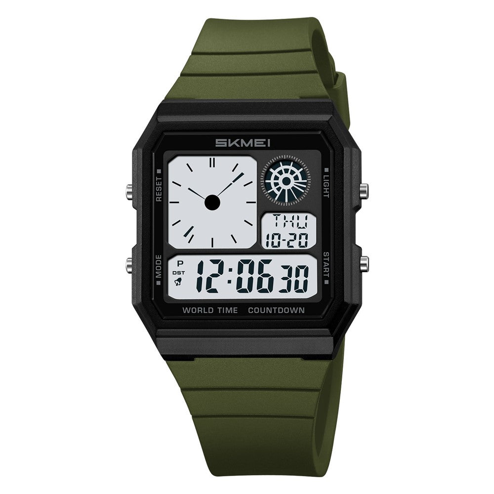 SKMEI 2347 Square Electronic Watch for Men Multifunction Sports Student Wristwatch with EL Backlit