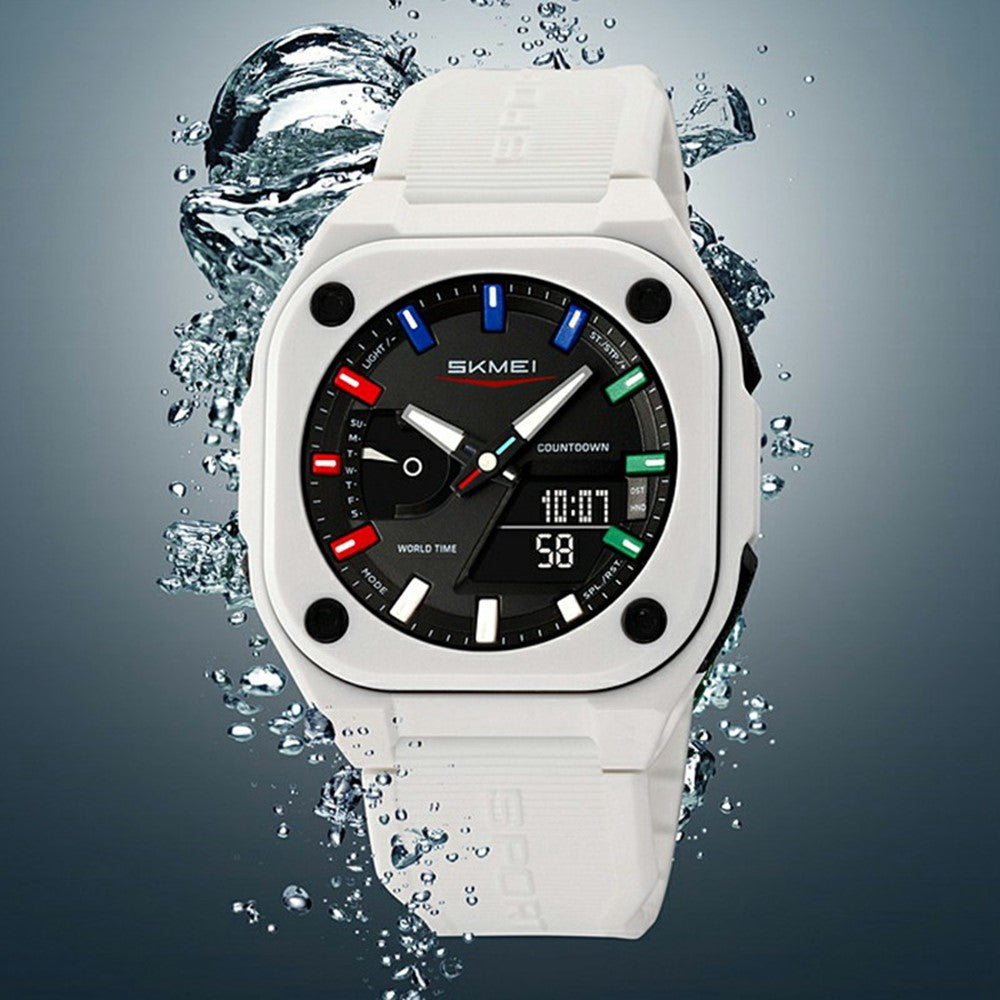 SKMEI 2328 Outdoor Student Square Electronic Watch 50M Waterproof Multifunction Sports Timepiece