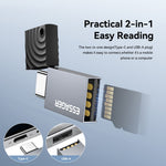ESSAGER ES-DK02 2 in 1 TF Card Reader USB-A / Type-C Mini Adapter for SD Cards Fast Data Transfer