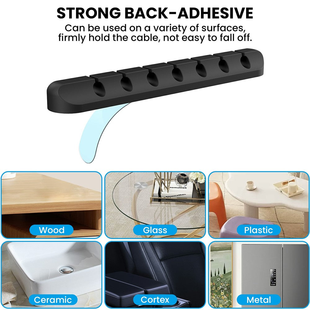 AHASTYLE WG144 Silicone Cable Clip Organizer 7-Hole Wire Management Cord Holder