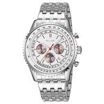 SKMEI 9348 Multifunctional Quartz Watch Three Small Dials Stainless Steel Band Waterproof Watch