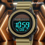 SKMEI 2358 Solar Powered Digital Watch Electronic Waterproof Sports Wristwatch with EL Backlight