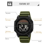 SKMEI 2358 Solar Powered Digital Watch Electronic Waterproof Sports Wristwatch with EL Backlight