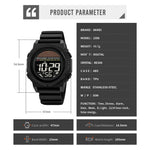 SKMEI 2358 Solar Powered Digital Watch Electronic Waterproof Sports Wristwatch with EL Backlight