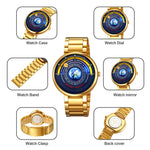 SKMEI 2361 Kreativt Planetmønster Kvartsur 30m Vandtæt Stålbånd Rund Urskive Armbåndsur