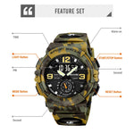 SKMEI 2341 Digital Sports Watch Camouflage Design Waterproof Alarm Watch with LED Backlight
