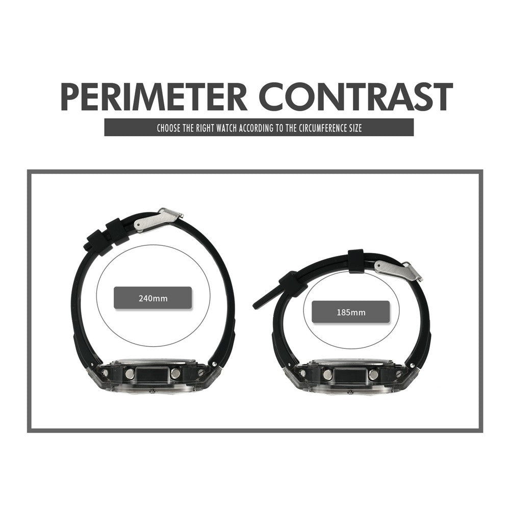 SKMEI 2411 Multifunktionelt elektronisk ur Digitalt + analogt display Gennemsigtig urkasse Lysende armbåndsur