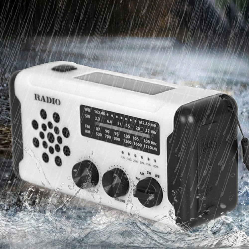 W-3 Outdoor Emergency Hand Crank Radio with Flashlight Solar Powered SOS Alarm FM / AM / WB for Disaster Preparedness