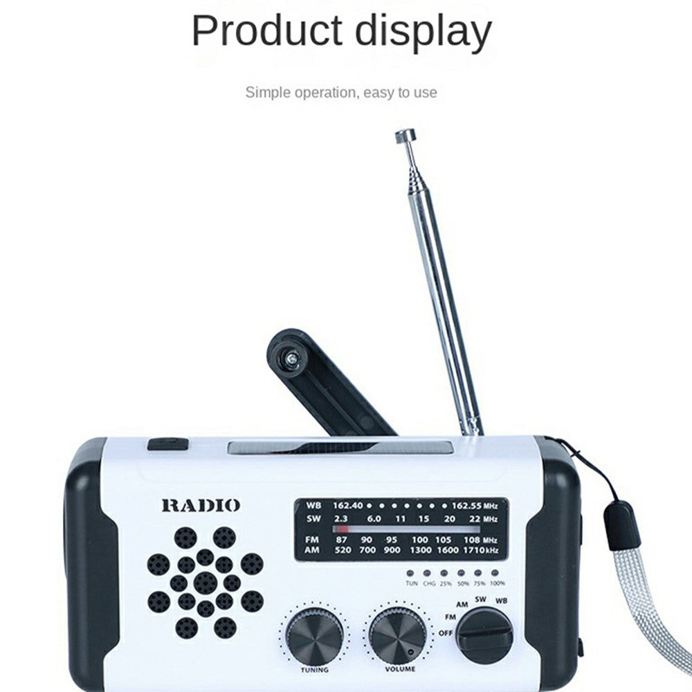 W-3 Outdoor Emergency Hand Crank Radio with Flashlight Solar Powered SOS Alarm FM / AM / WB for Disaster Preparedness