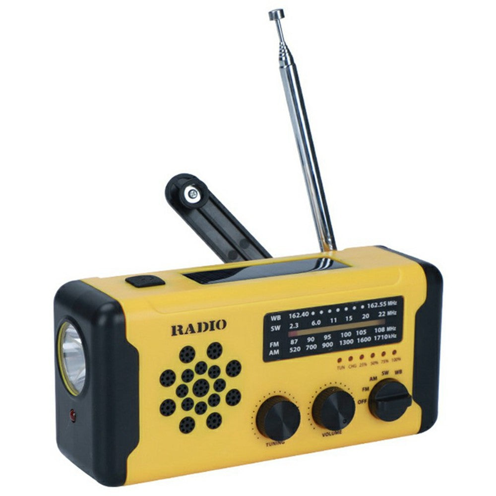 W-3 Outdoor Emergency Hand Crank Radio with Flashlight Solar Powered SOS Alarm FM / AM / WB for Disaster Preparedness