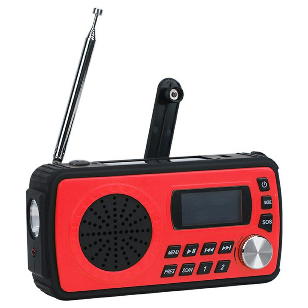 WB-12 Outdoor Emergency SOS Radio Solar Powered Hand Crank AM / FM / WB Weather Alert Flashlight Power Bank