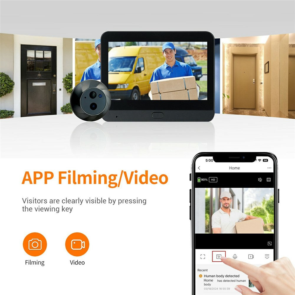 ESCAM C88B 4.3 Inch HD Screen Mini WiFi Video Doorbell PIR Motion Detection Peephole Camera