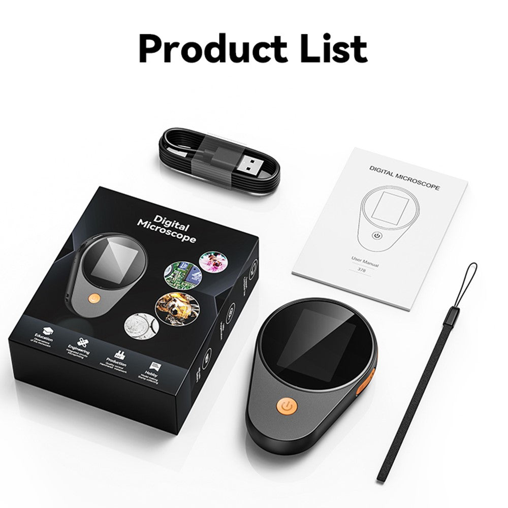 378 Handheld Digital Microscope 500x Magnification 2 Inch IPS Screen Auto Focus Microscope