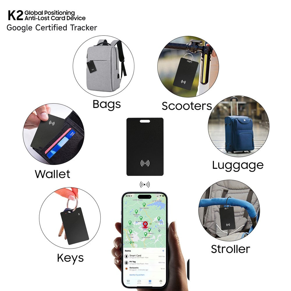 K2 Tracker Portable Card Style Global Positioning Finder Anti-Lost Locator