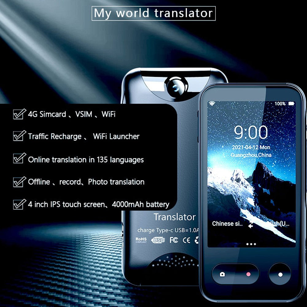 T7 1+16GB smart stemmeoversætter 500W HD kamera fotooversættelse 4G WiFi oversættelsesenhed