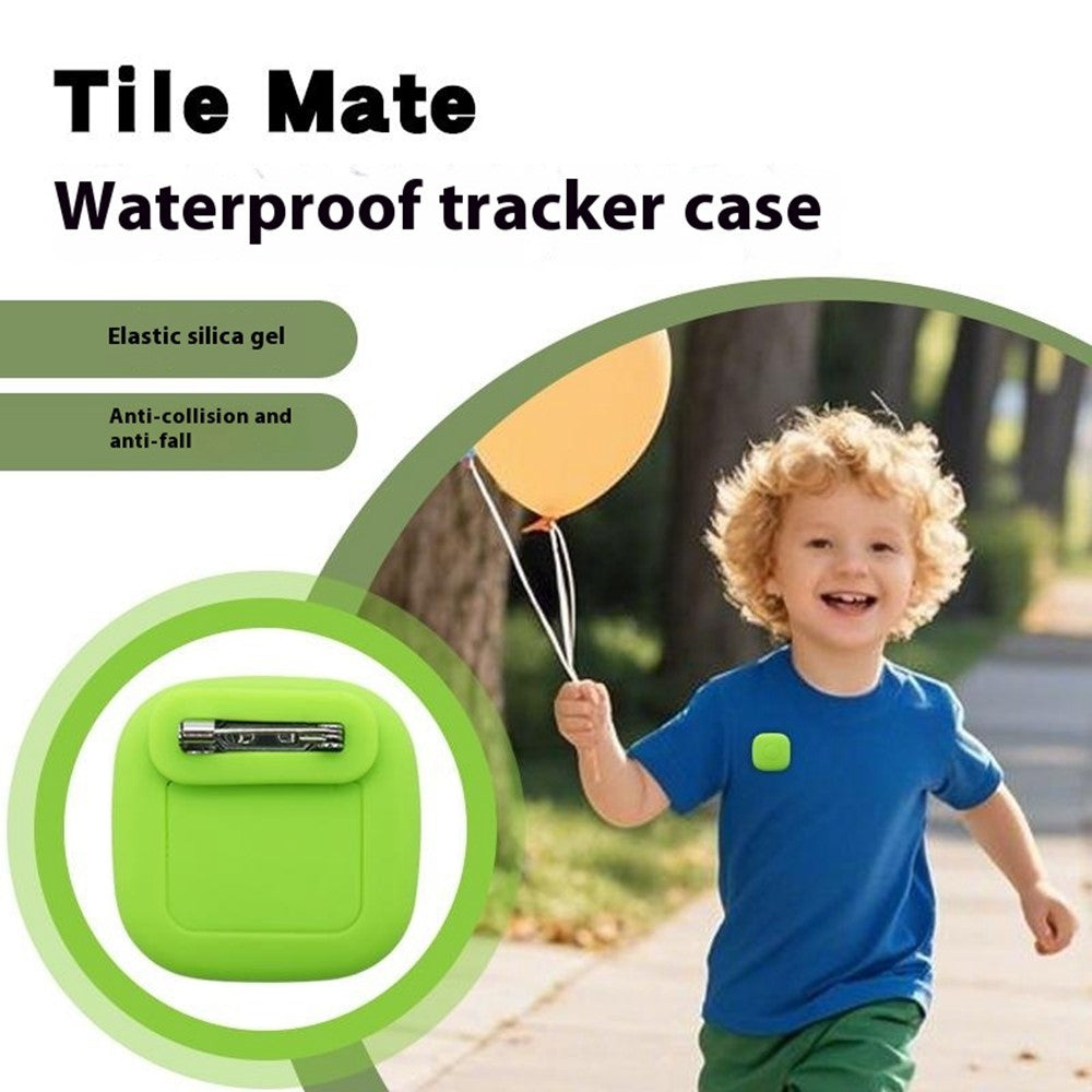 For Tile Mate (2024) Silicone Case Smart Tracker Waterproof Protective Cover Brooch Style for Children
