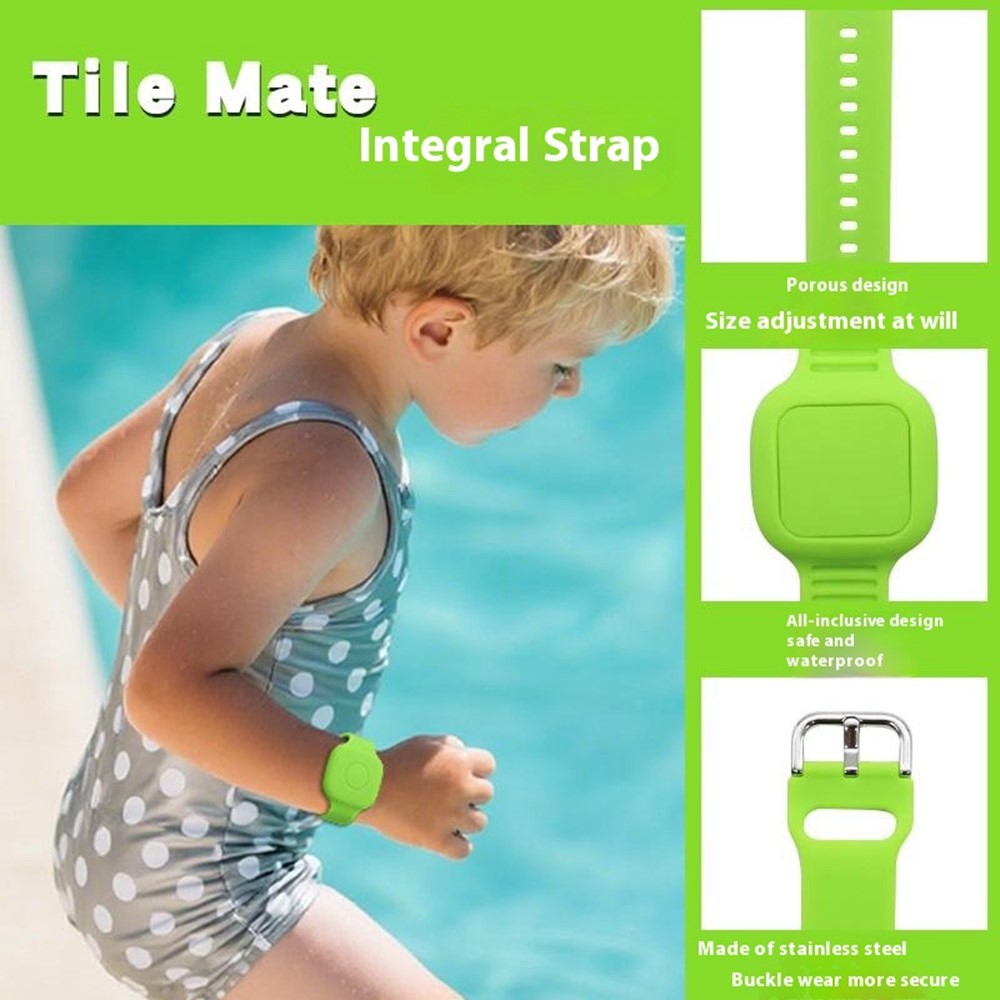 For Tile Mate (2024) Silicone Case Waterproof Adjustable Children Wrist Band Smart Tracker Watch Strap