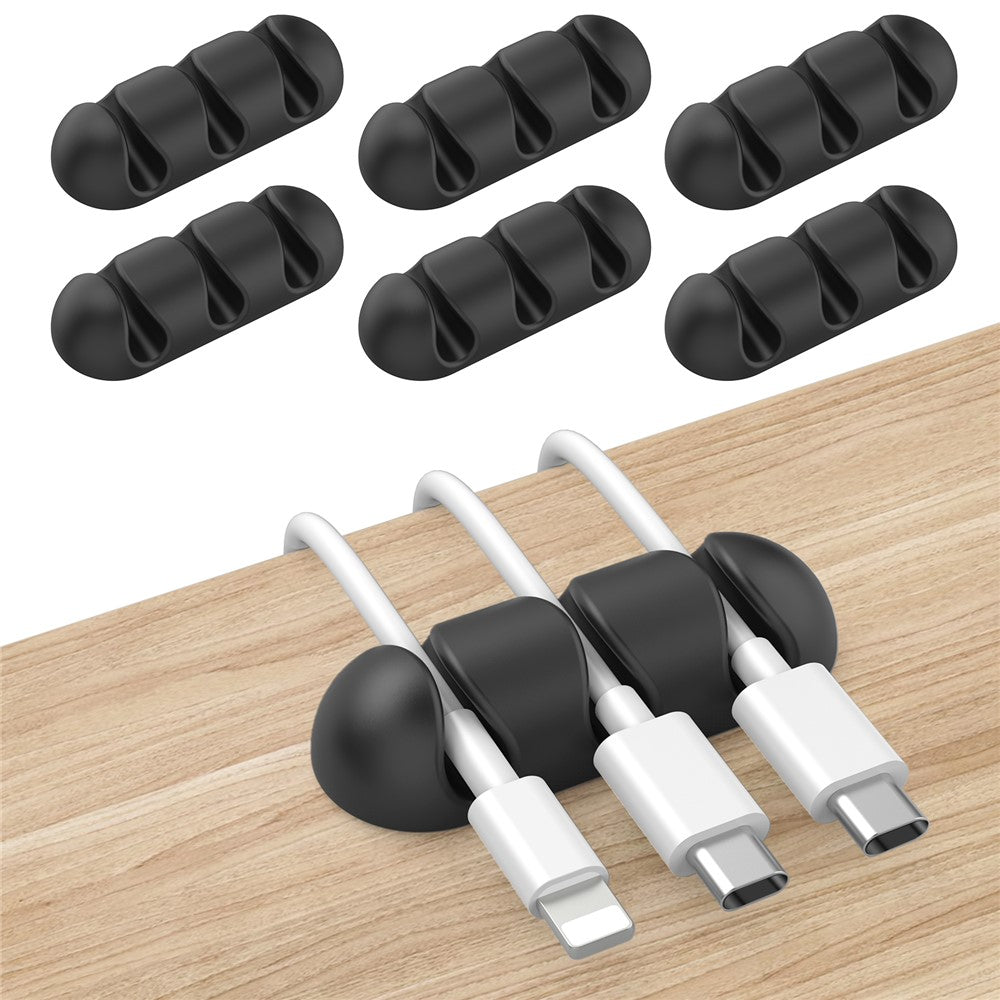 AHASTYLE WE31 6Pcs Adhesive Cable Organizer 3 Slots Silicone Earphone Charger Cable Management Tool